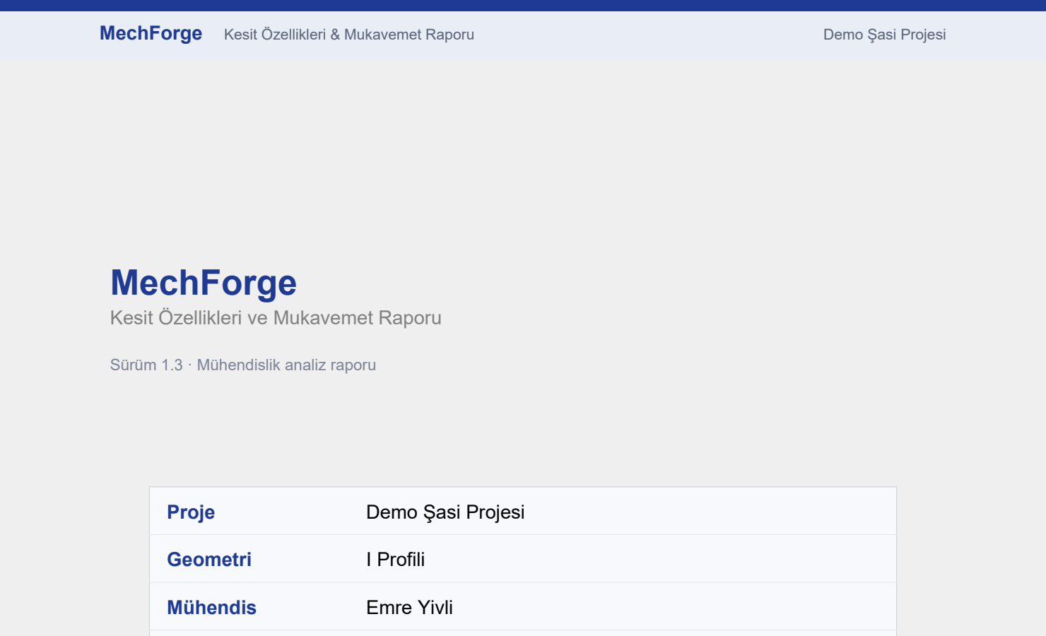MechForge PDF Rapor